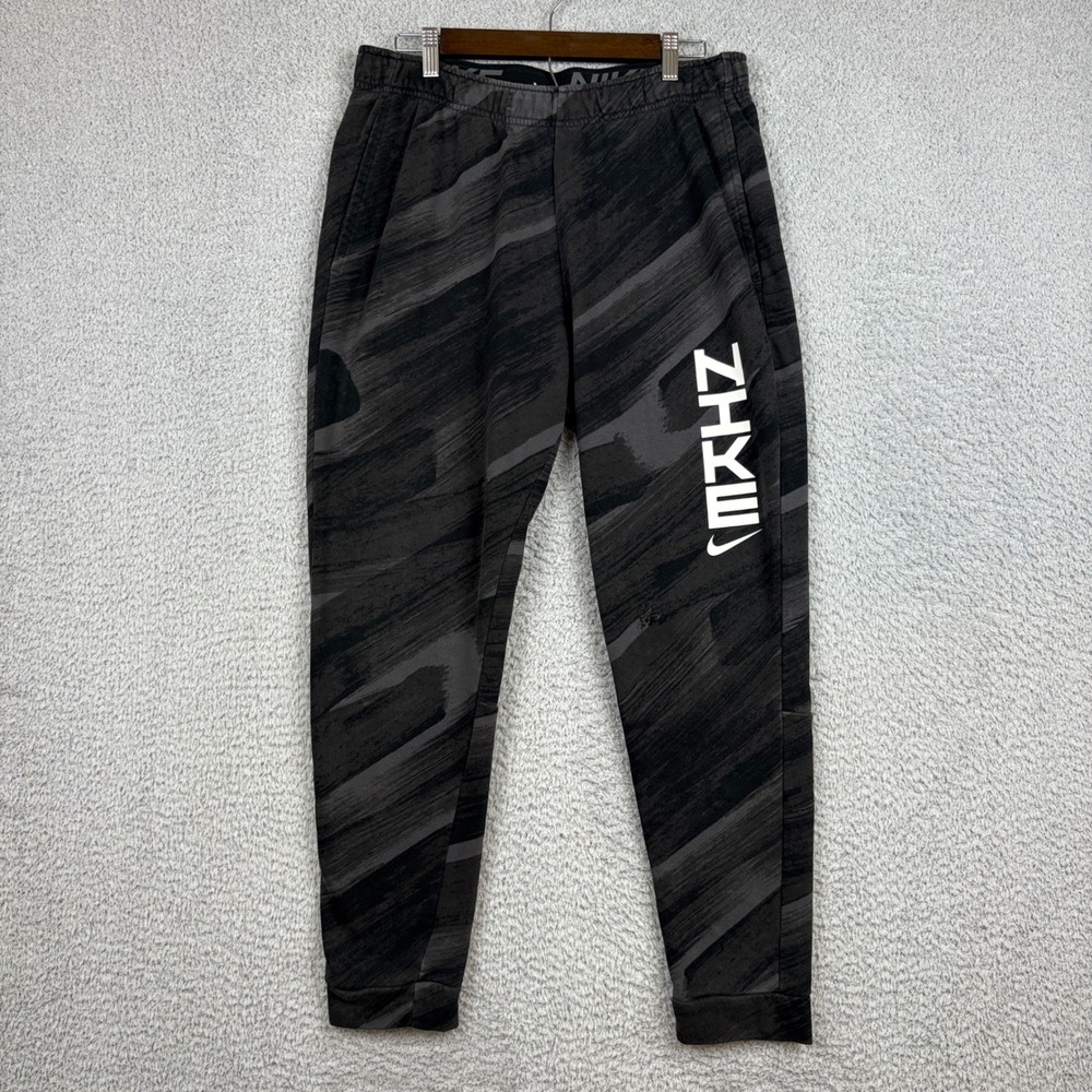 Nike Joggers Mens XL Black Brush Stroke Camo Dri Fit Tapered Sweatpants Sport
